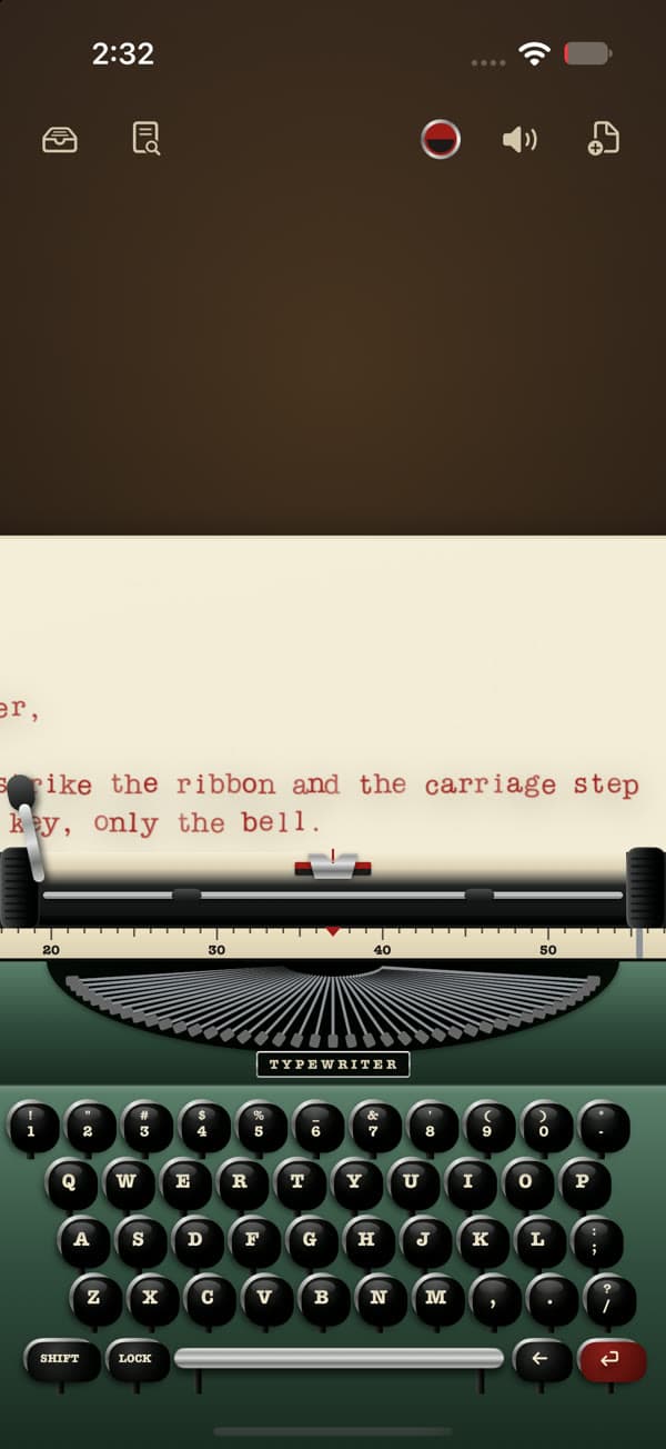 Typewriter with a sheet in the carriage